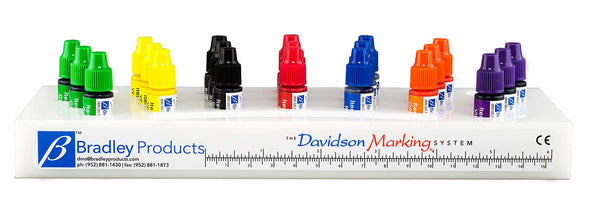 8 color tissue marking dye kit - 24 3cc bottles, plastic tray