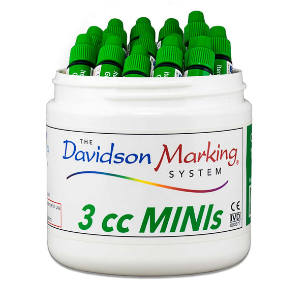 3cc bottles tissue marking dye - green, 40 count