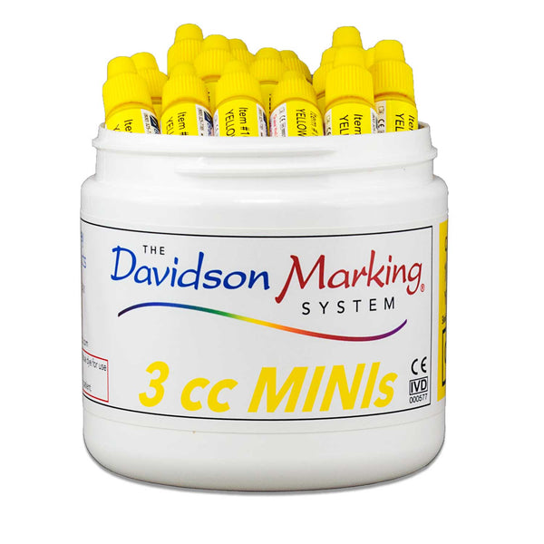 3cc bottles tissue marking dye - yellow, 40 count