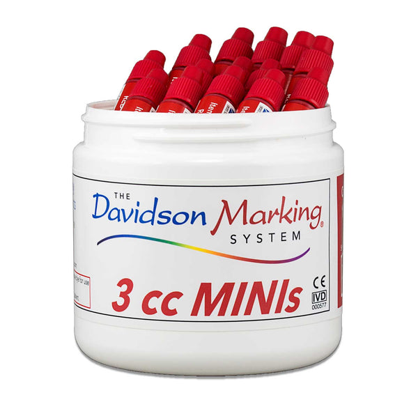 3cc bottles tissue marking dye - red, 40 count